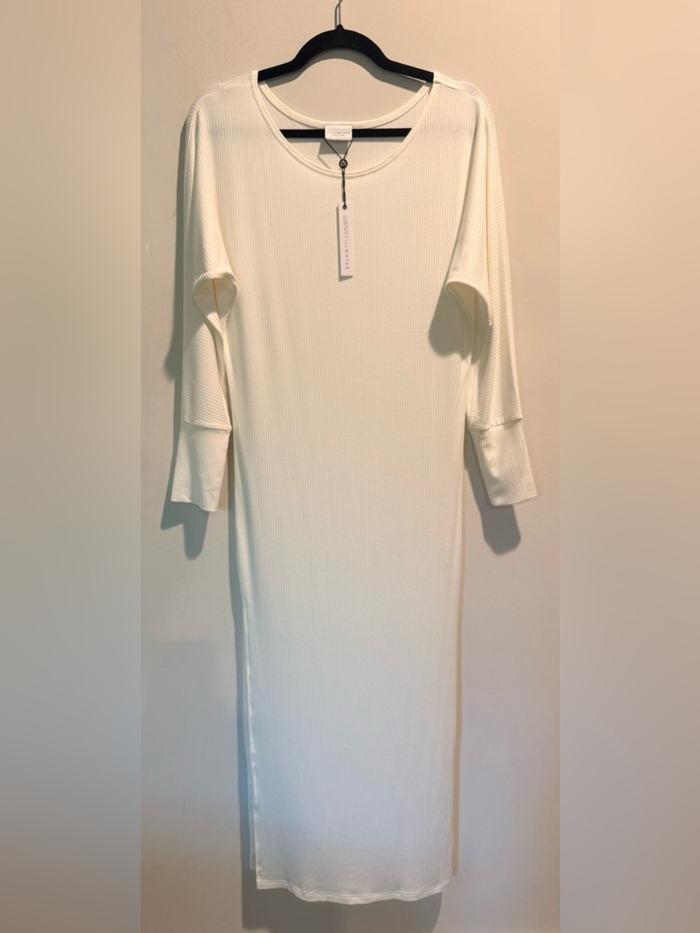 STILLWATER Ivory Modal Ribbed Batwing Maxi Dress Size Medium NWT